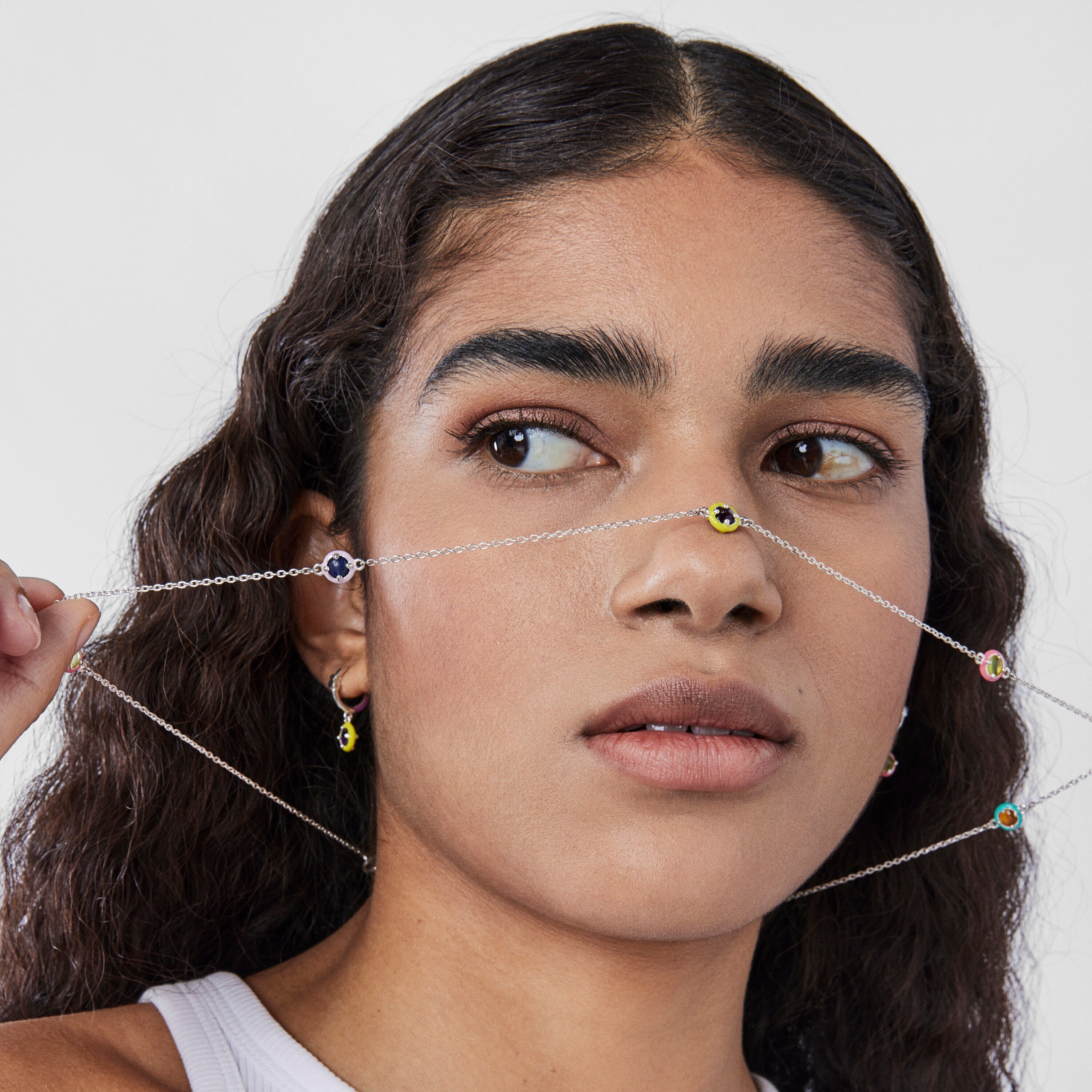 Silver TOUS Vibrant Colors Necklace with gemstones and enamel