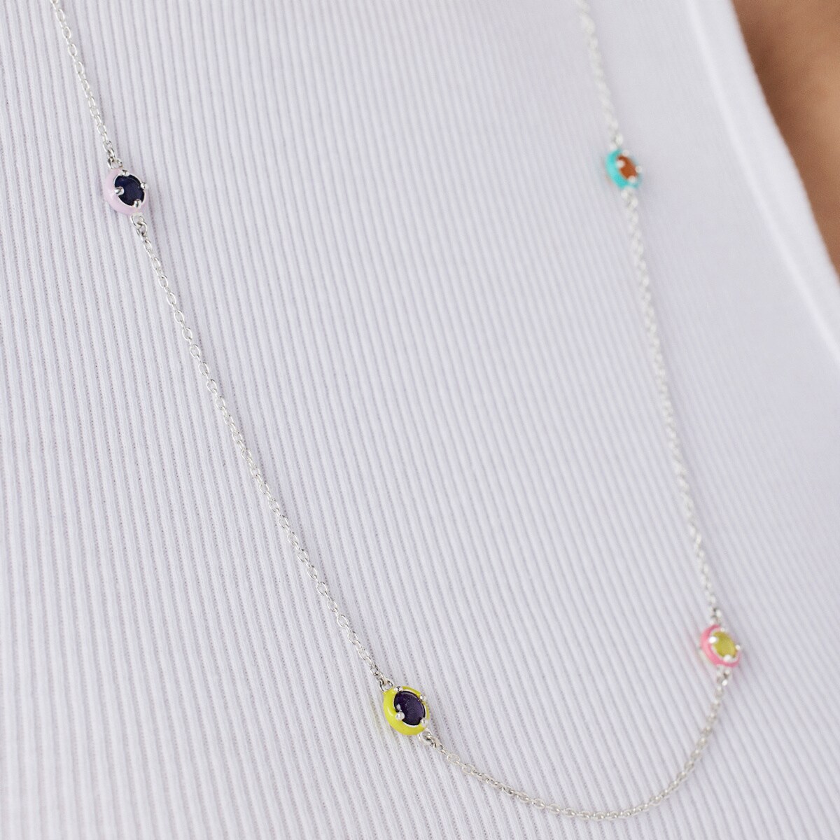 Silver TOUS Vibrant Colors Necklace with gemstones and enamel