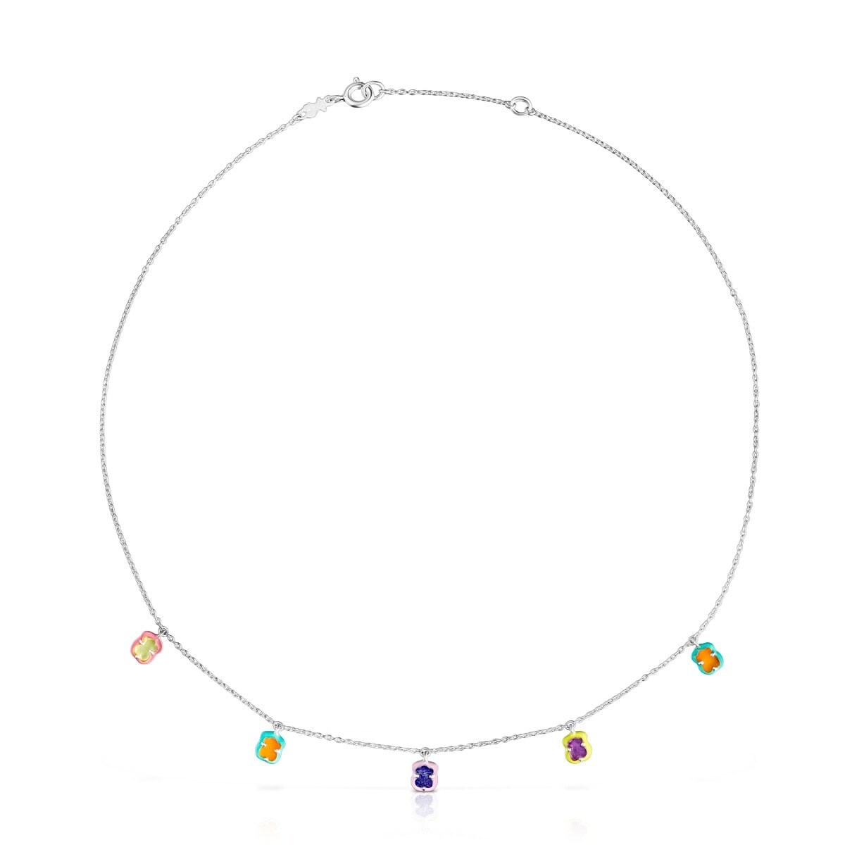 Tous - Collar De Plata Con Motivos Oso De Gemas Y Esmalte Tous Vibrant Colors - Plateado