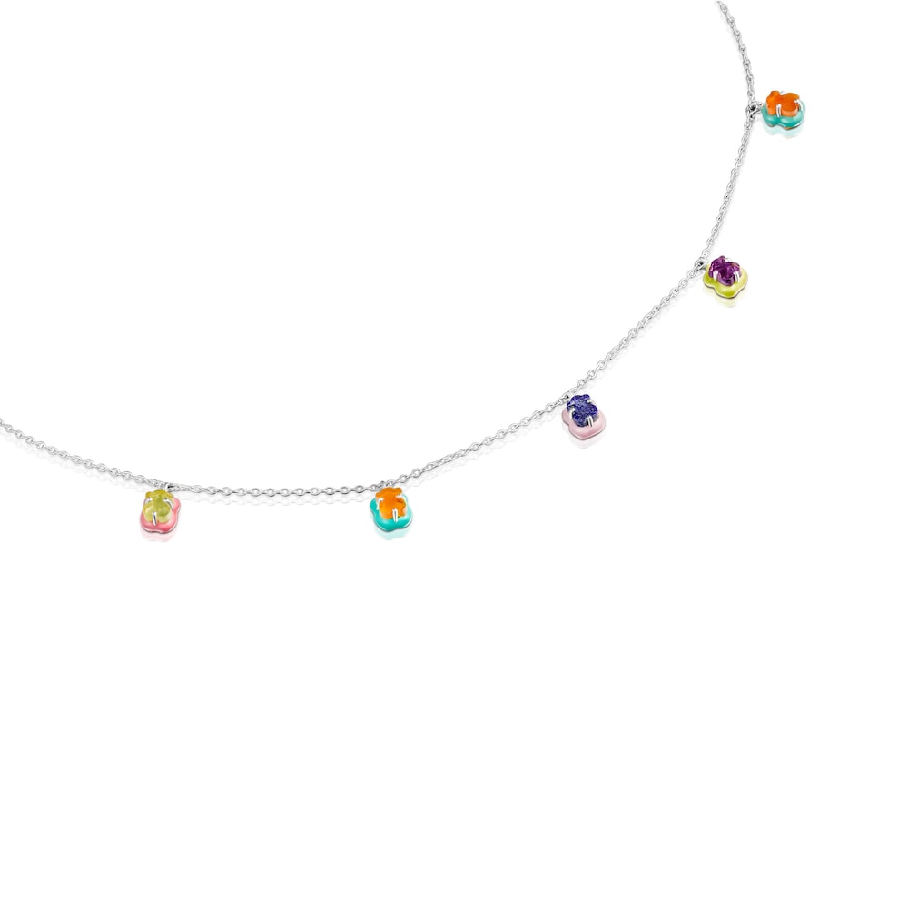 Collar de plata con motivos oso de gemas y esmalte TOUS Vibrant Colors image number 1