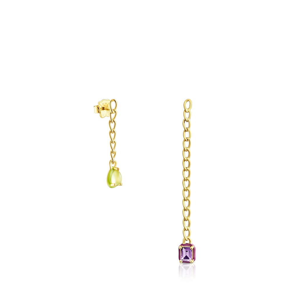 Aretes plata con ba&ntilde;o de oro 18 kt sobre plata y gemas y esmalte TOUS Vibrant Colors