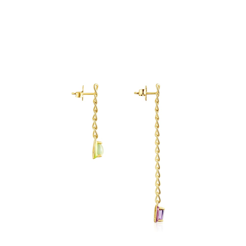 Aretes plata con ba&ntilde;o de oro 18 kt sobre plata y gemas y esmalte TOUS Vibrant Colors