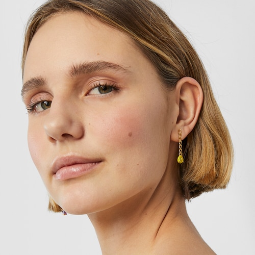 Pendientes con baño de oro 18 kt sobre plata y gemas y esmalte TOUS Vibrant Colors