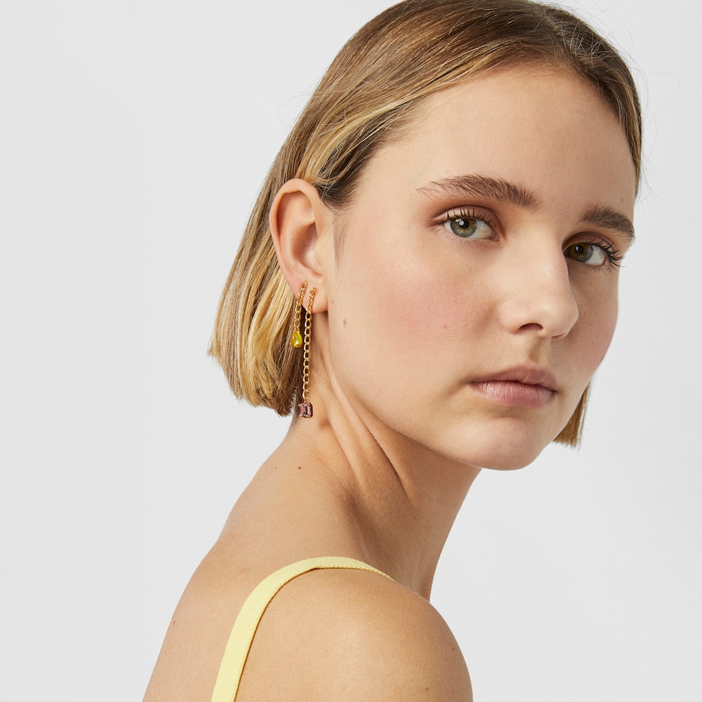 Aretes plata con ba&ntilde;o de oro 18 kt sobre plata y gemas y esmalte TOUS Vibrant Colors