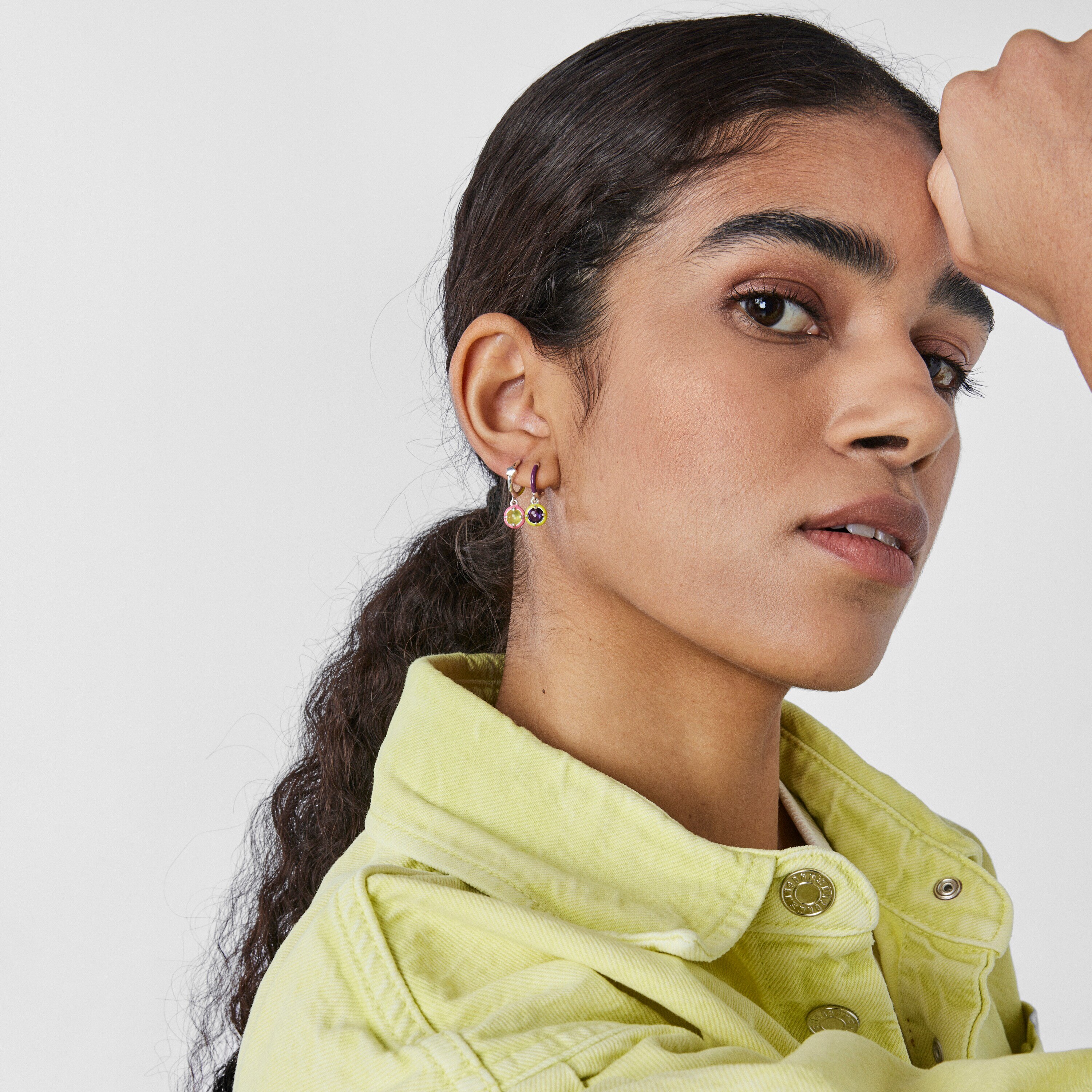 Silver TOUS Vibrant Colors Hoop earring with amethyst and enamel