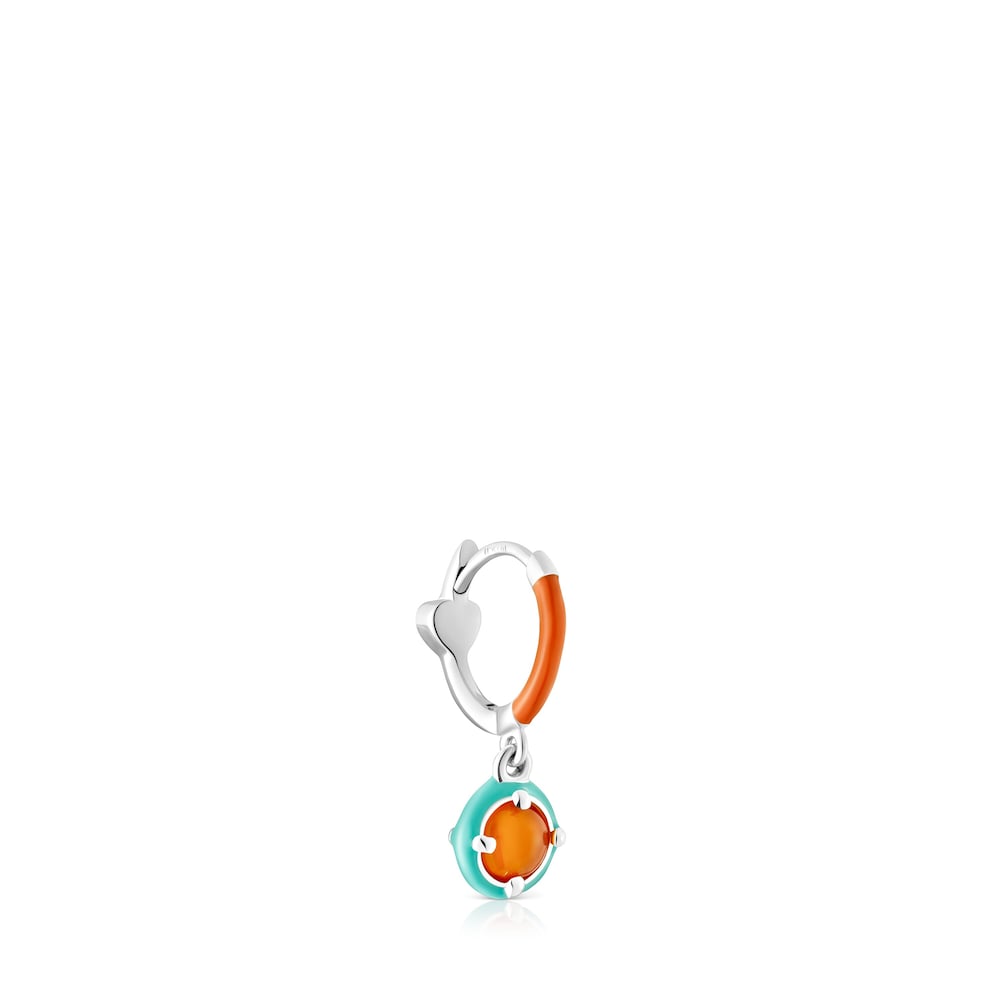 Pendiente aro de plata, cornalina y esmalte TOUS Vibrant Colors image number 1