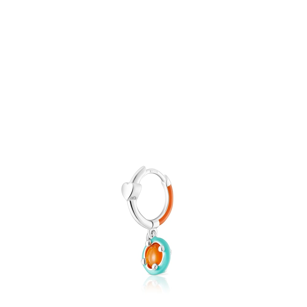 Pendiente aro de plata, cornalina y esmalte TOUS Vibrant Colors image number 2