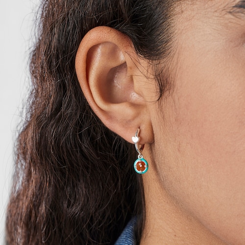 Silver TOUS Vibrant Colors Hoop earring with carnelian and enamel