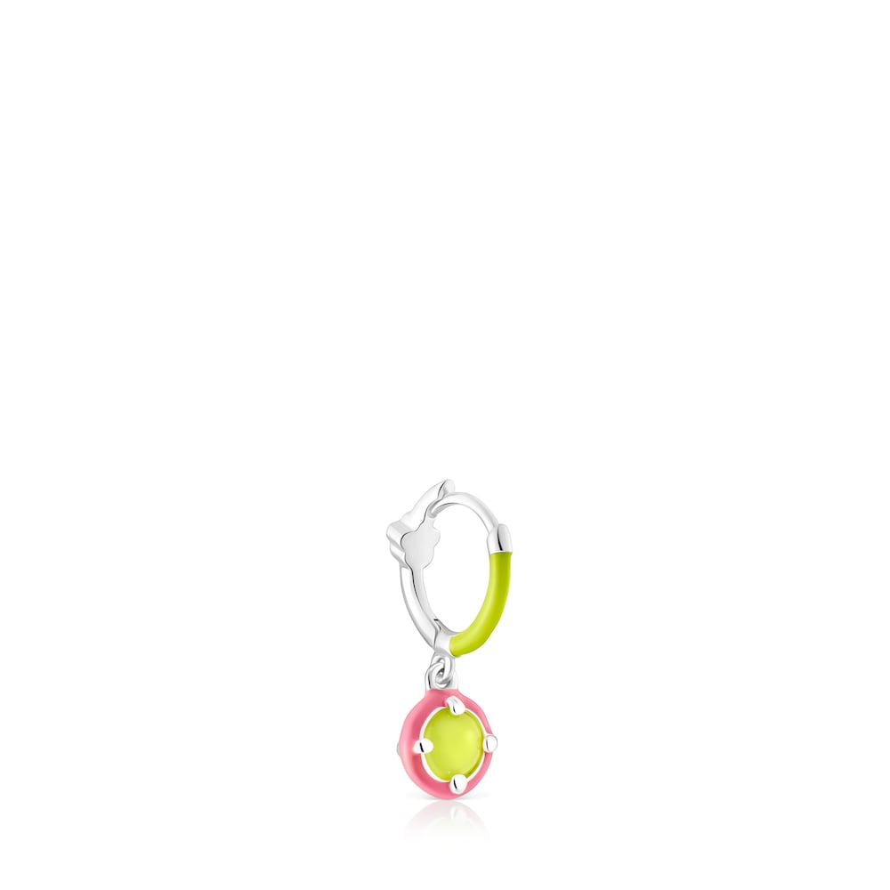 Pendiente aro de plata, calcedonia y esmalte TOUS Vibrant Colors image number 1