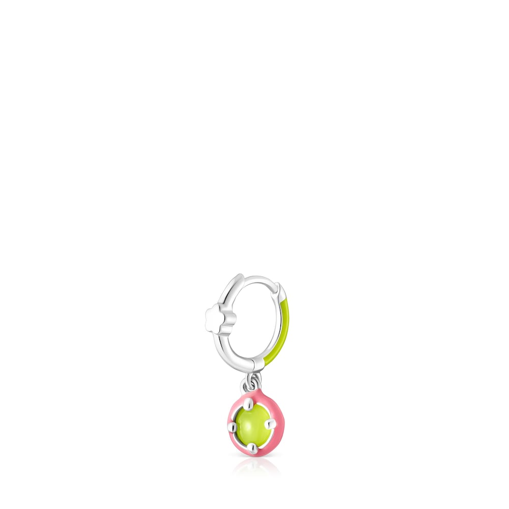Pendiente aro de plata, calcedonia y esmalte TOUS Vibrant Colors image number 2