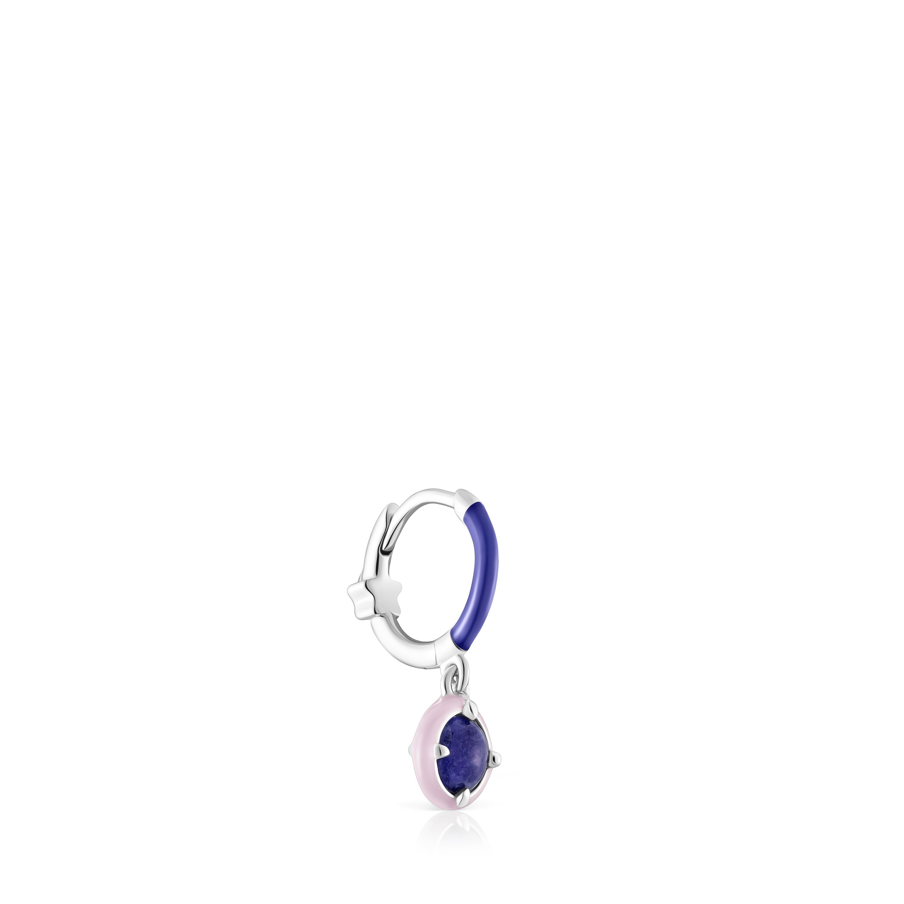 Silver TOUS Vibrant Colors Hoop earring with sodalite and enamel