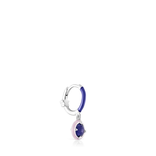 Silver TOUS Vibrant Colors Hoop earring with sodalite and enamel