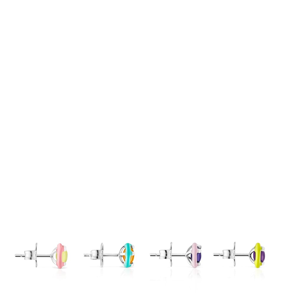 Pack de pendientes de plata, gemas y esmalte TOUS Vibrant Colors image number 1