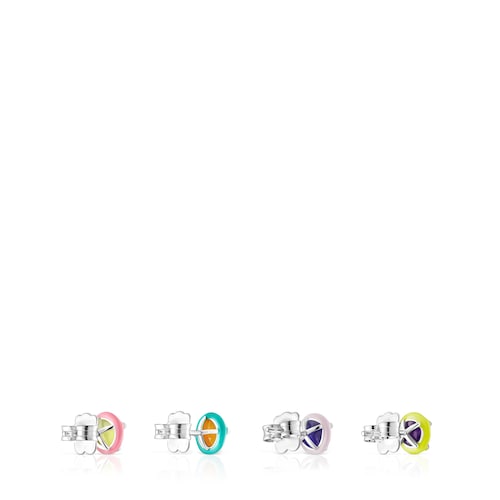 Pack of silver TOUS Vibrant Colors Earrings with gemstones and enamel