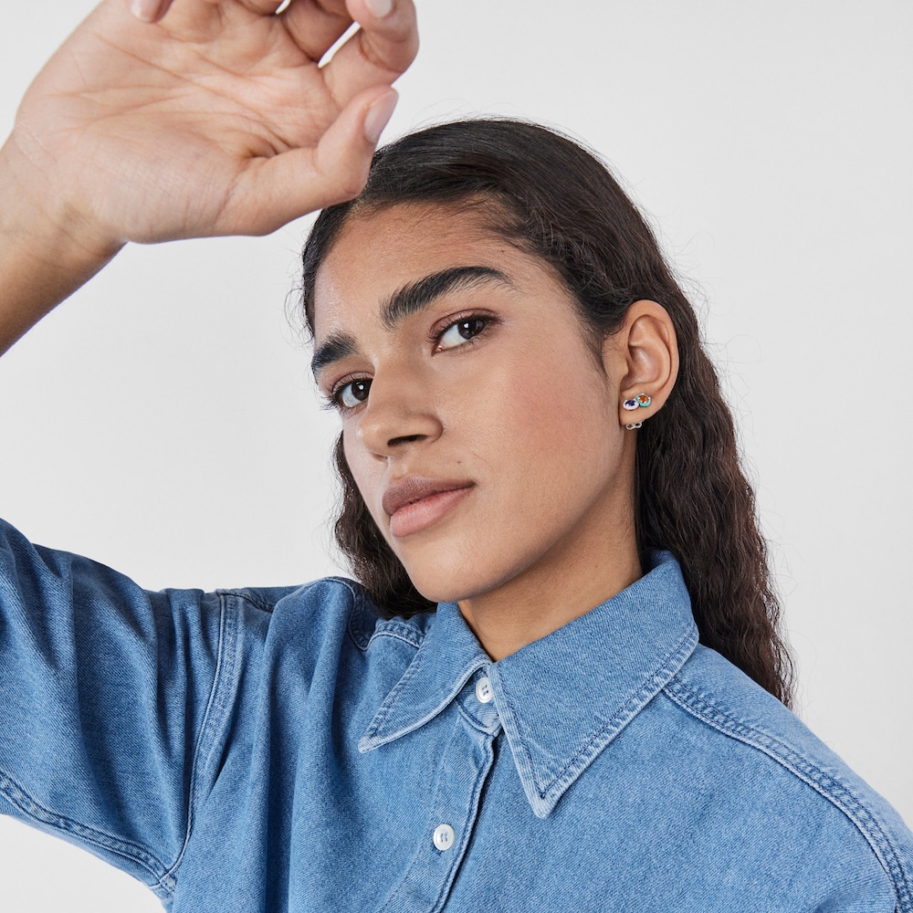 Pack de pendientes de plata, gemas y esmalte TOUS Vibrant Colors