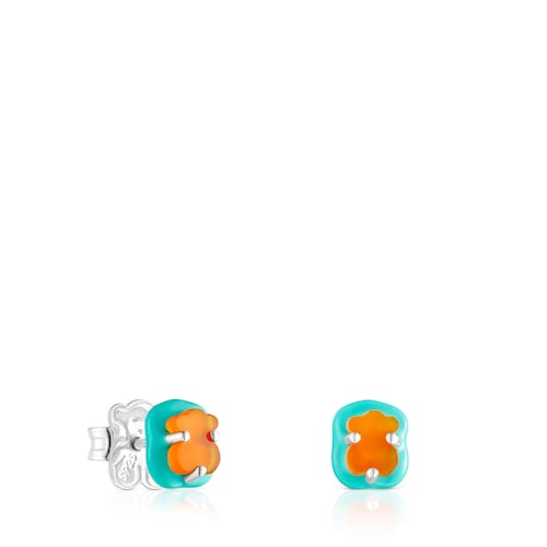 Pendientes de plata, cornalina y esmalte TOUS Vibrant Colors image number 0