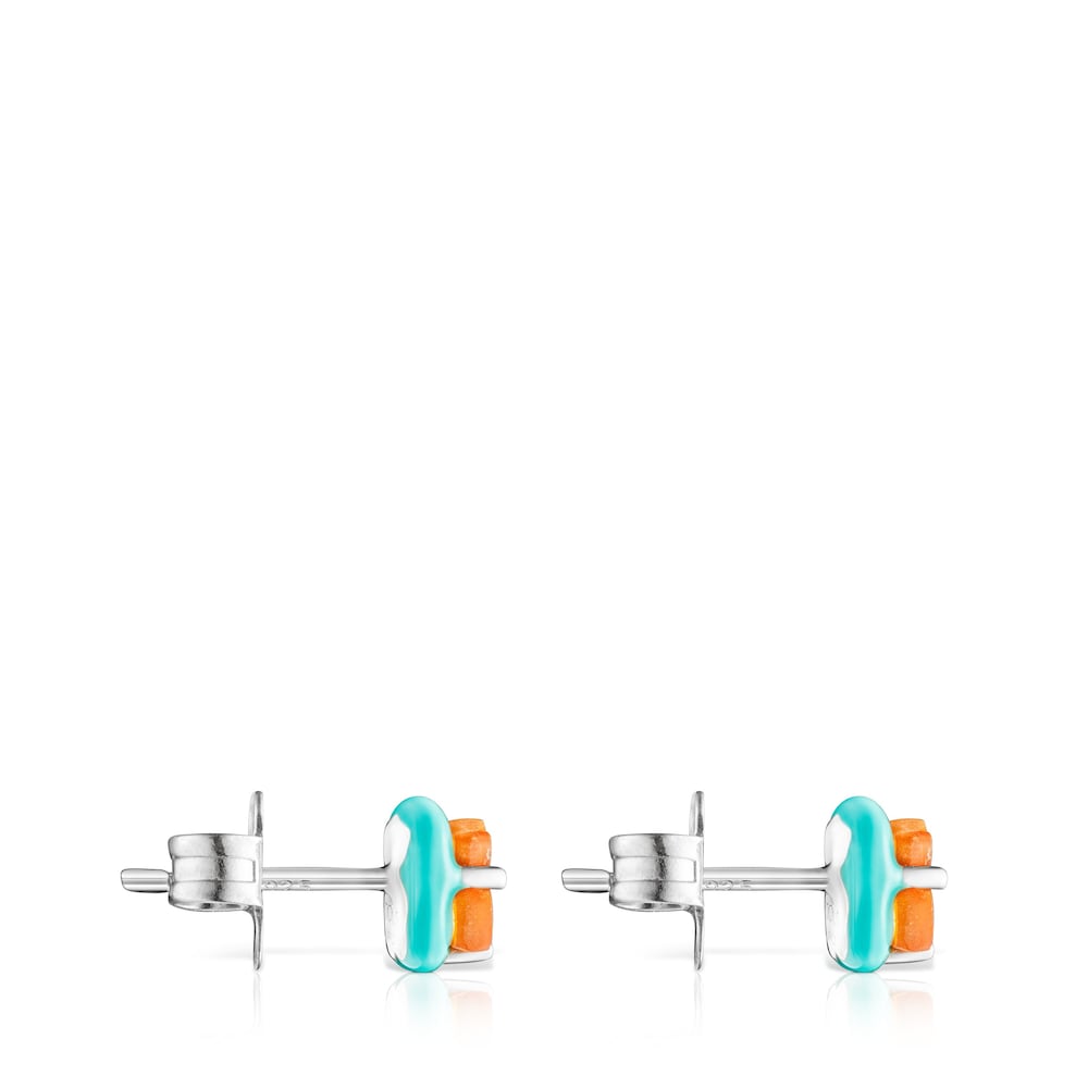 Pendientes de plata, cornalina y esmalte TOUS Vibrant Colors image number 1