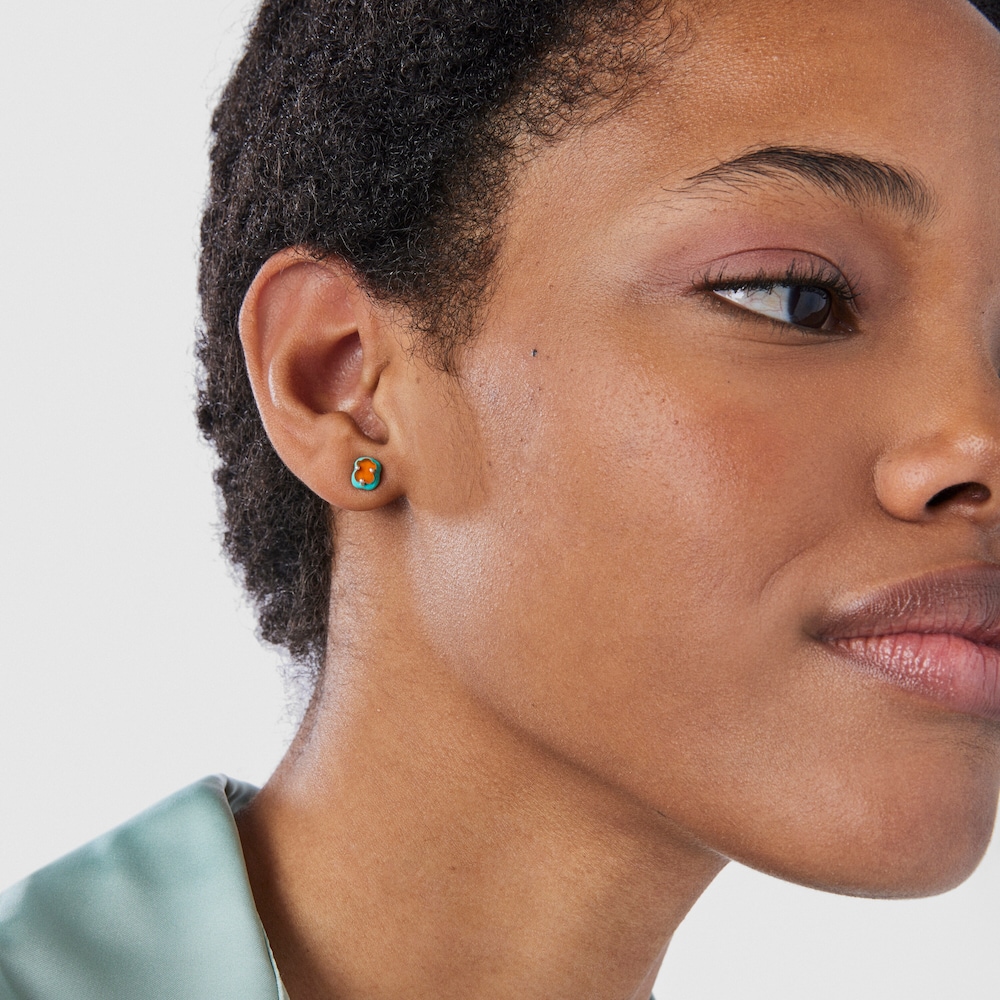 Pendientes de plata, cornalina y esmalte TOUS Vibrant Colors