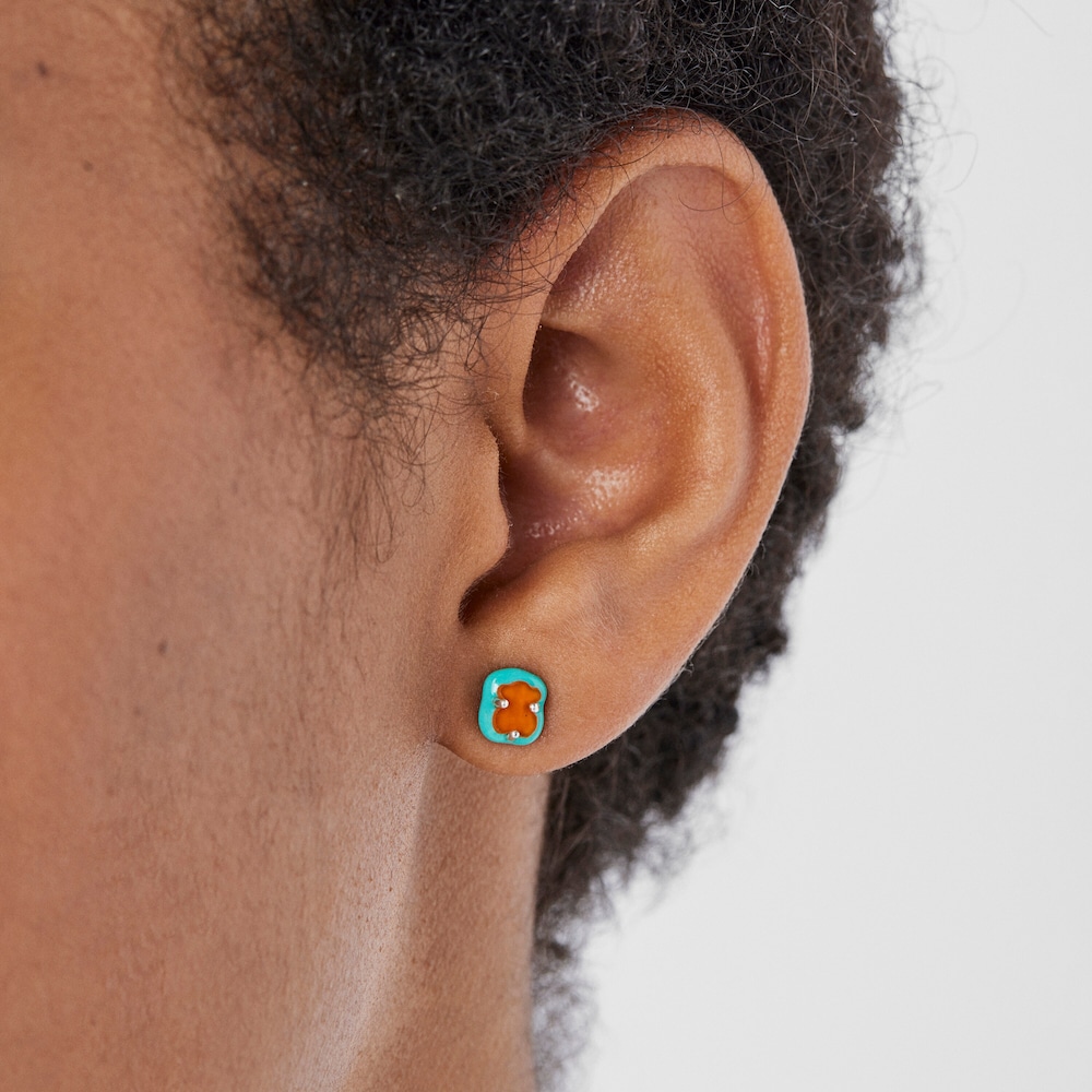 Pendientes de plata, cornalina y esmalte TOUS Vibrant Colors image number 4