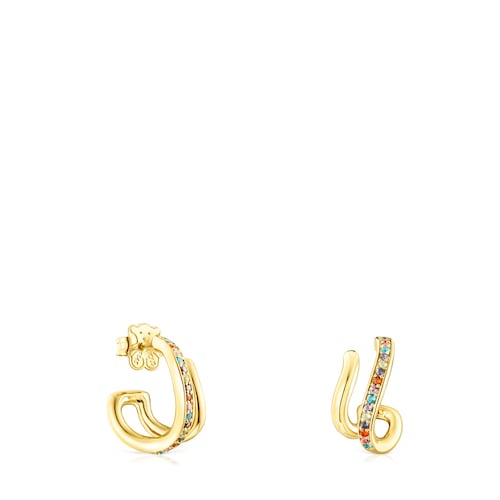 Silver vermeil TOUS Vibrant Colors Double-hoop earrings with gemstones