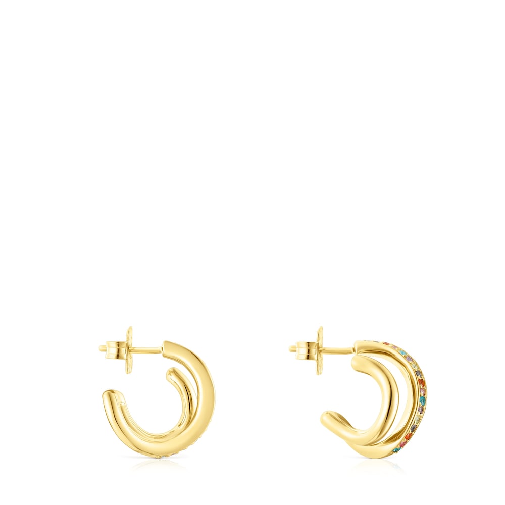 Silver vermeil TOUS Vibrant Colors Double-hoop earrings with gemstones