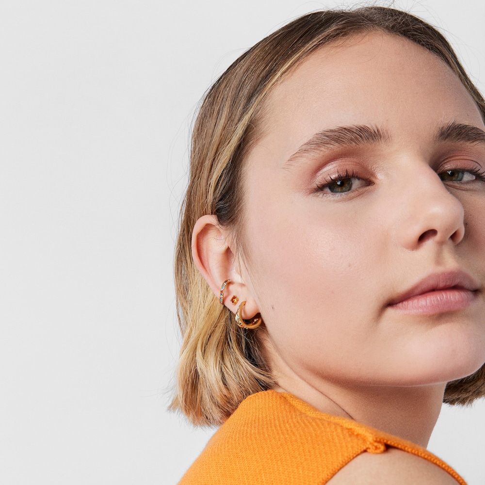 Silver vermeil TOUS Vibrant Colors Double-hoop earrings with gemstones