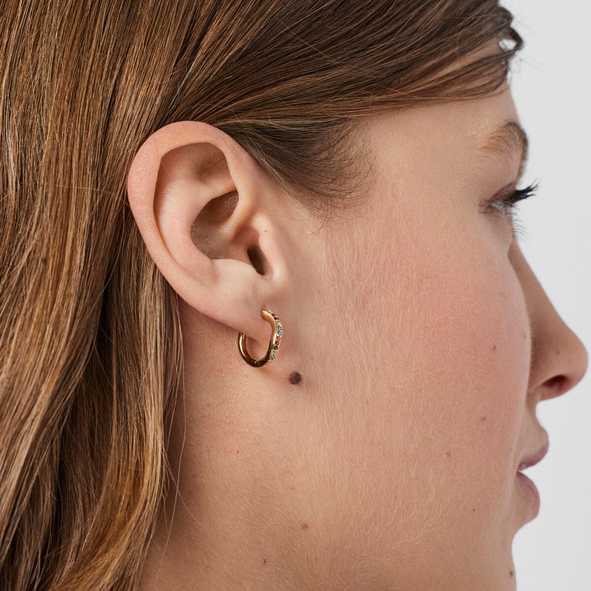Pendientes aro con baño de oro 18 kt sobre plata y gemas TOUS Vibrant Colors