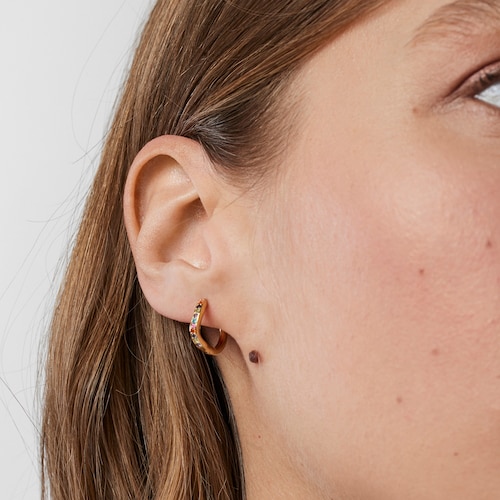 Silver vermeil TOUS Vibrant Colors Hoop earrings with gemstones