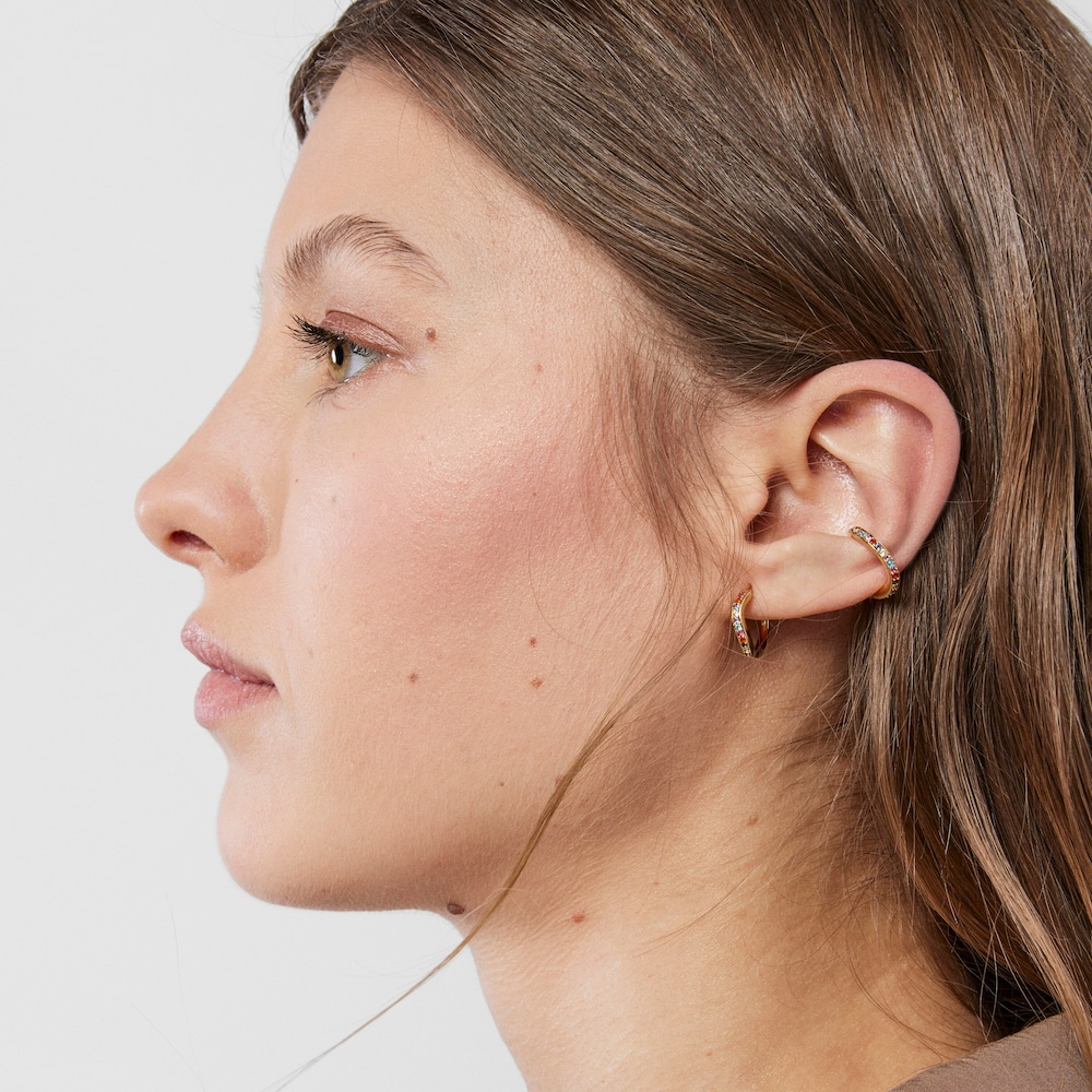 Earcuff con ba&ntilde;o de oro 18 kt sobre plata y gemas TOUS Vibrant Colors