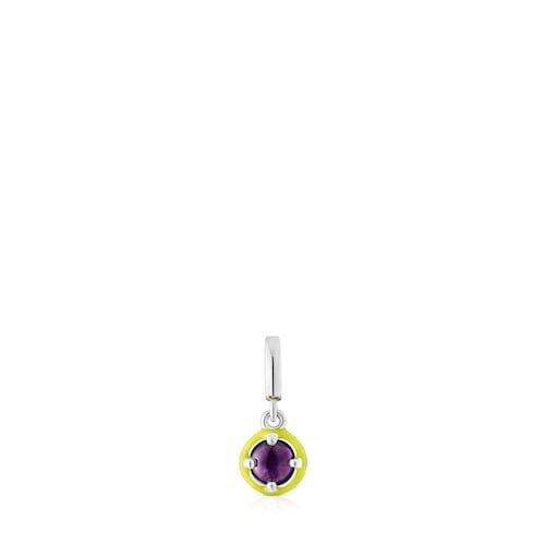 Silver TOUS Vibrant Colors Pendant with amethyst and lime green enamel