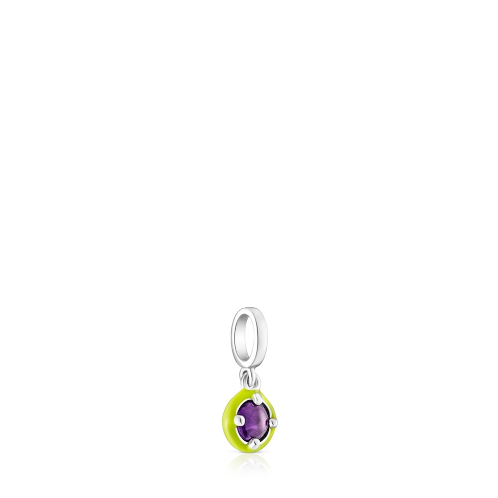 Pendente TOUS Vibrant Colors in argento, ametista e smalto lime