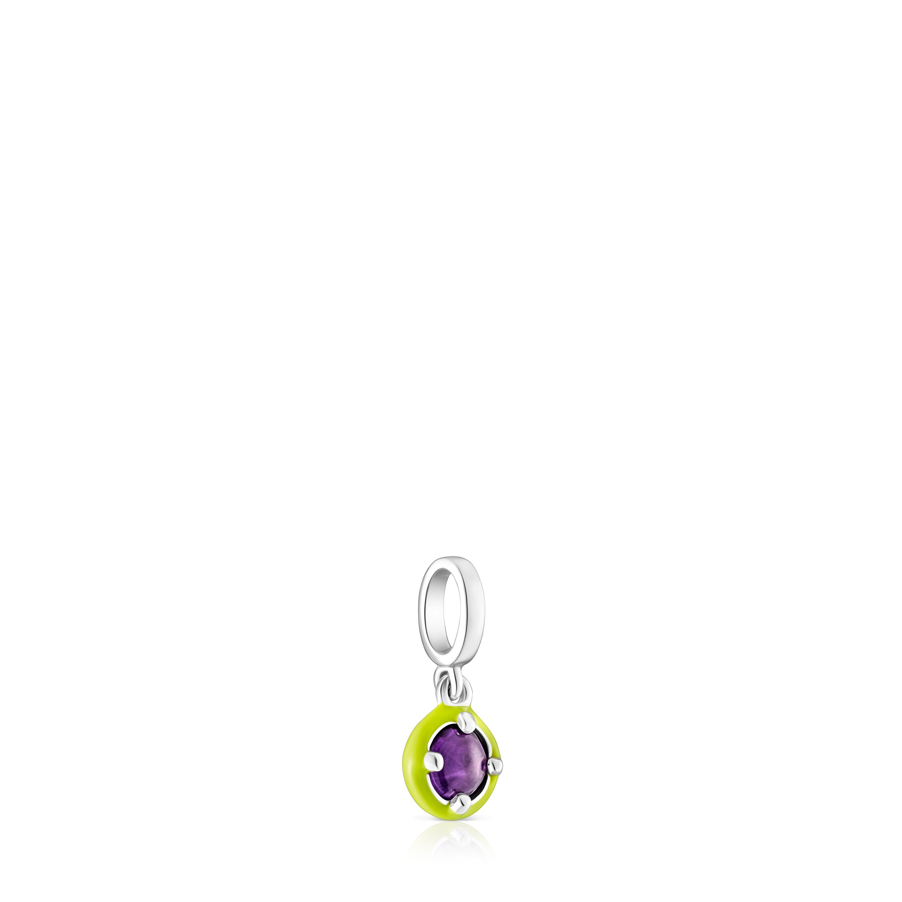 Silver TOUS Vibrant Colors Pendant with amethyst and lime green enamel