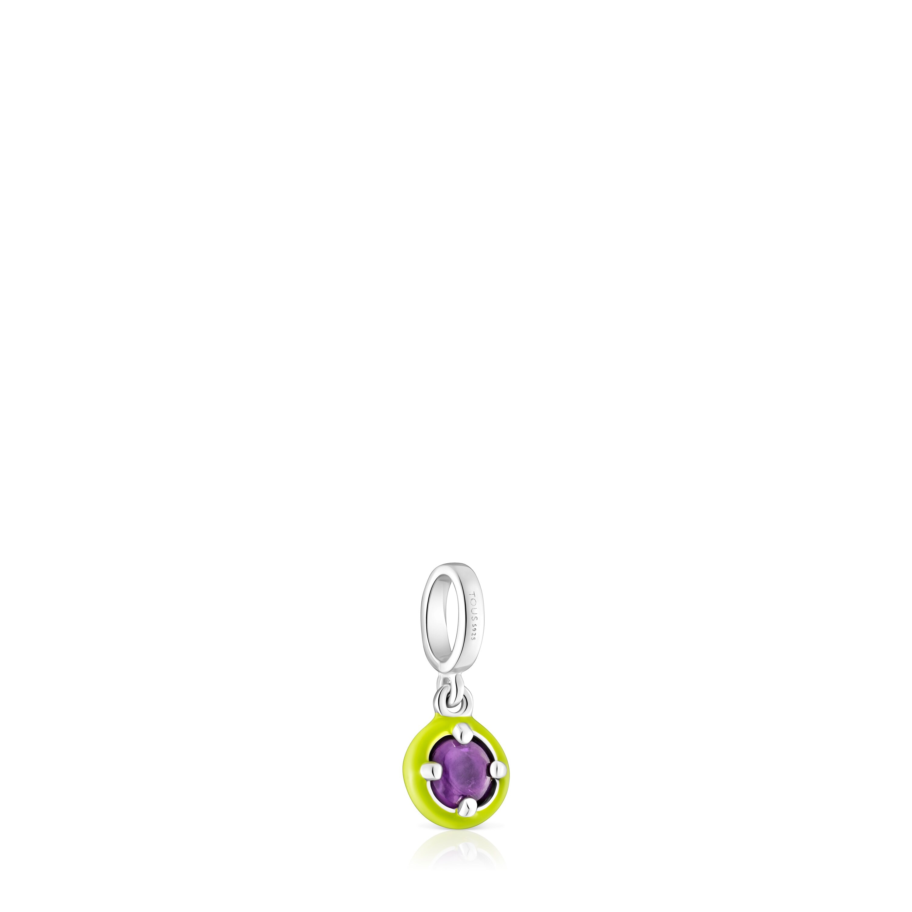 Silver TOUS Vibrant Colors Pendant with amethyst and lime green enamel