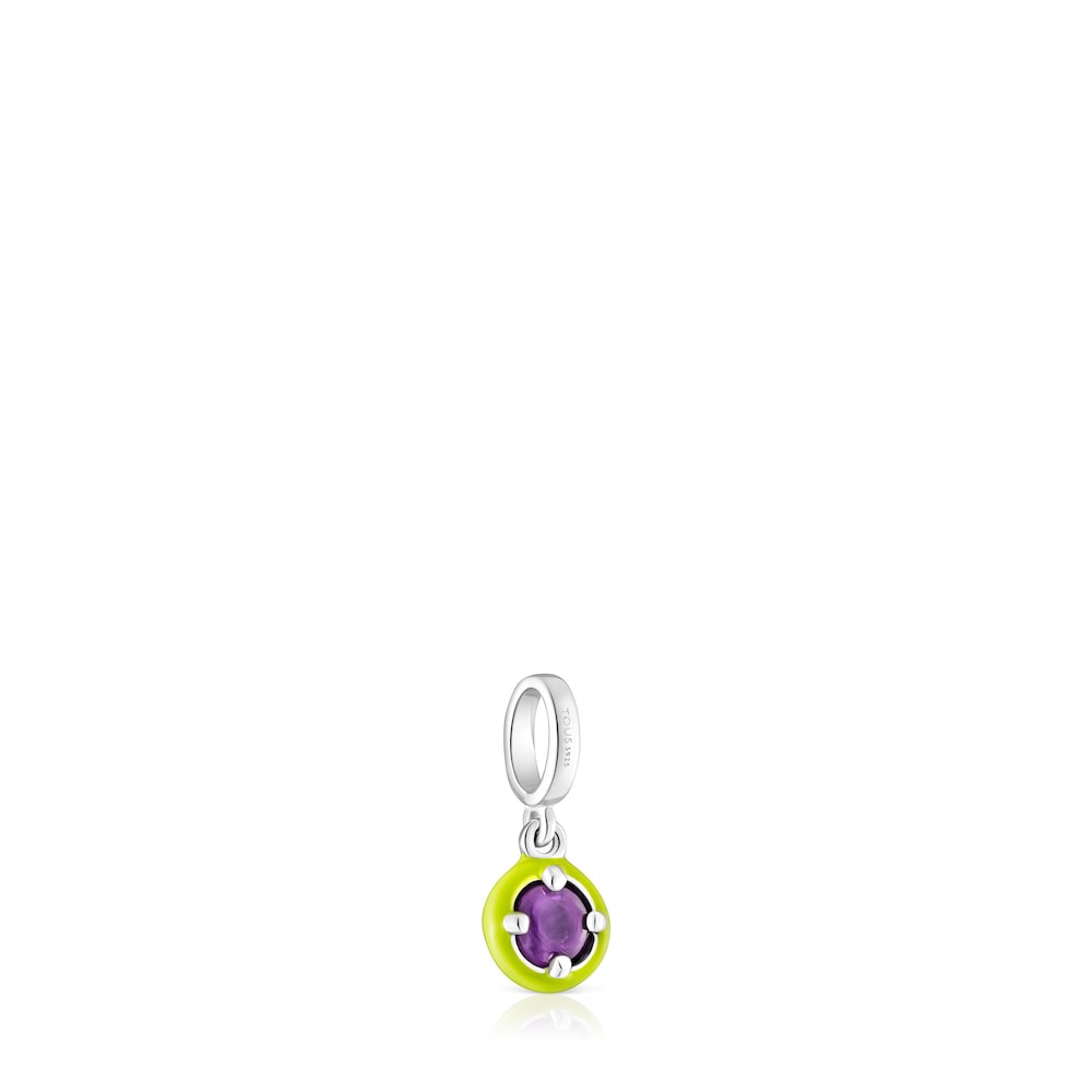 Pendente TOUS Vibrant Colors in argento, ametista e smalto lime
