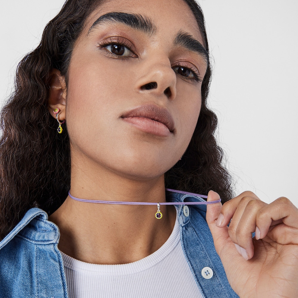 Pendente TOUS Vibrant Colors in argento, ametista e smalto lime