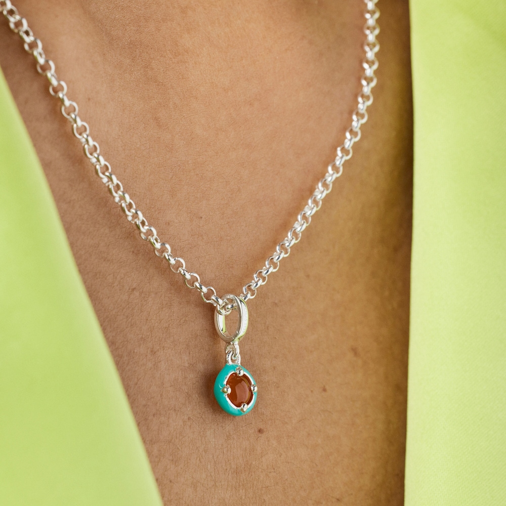 Colgante de plata, cornalina y esmalte azul TOUS Vibrant Colors