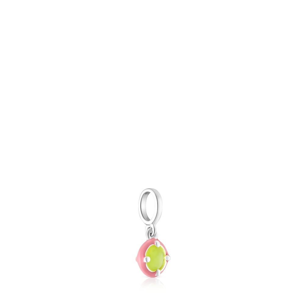 Silver TOUS Vibrant Colors Pendant with chalcedony and pink enamel