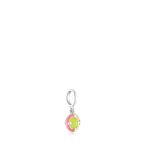 Silver TOUS Vibrant Colors Pendant with chalcedony and pink enamel