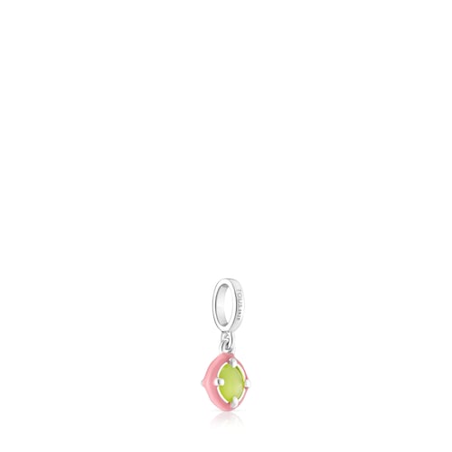 Silver TOUS Vibrant Colors Pendant with chalcedony and pink enamel