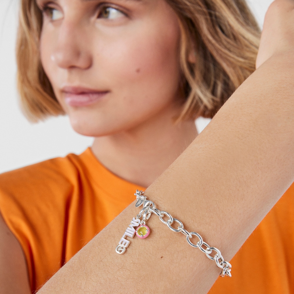 Silver TOUS Vibrant Colors Pendant with chalcedony and pink enamel