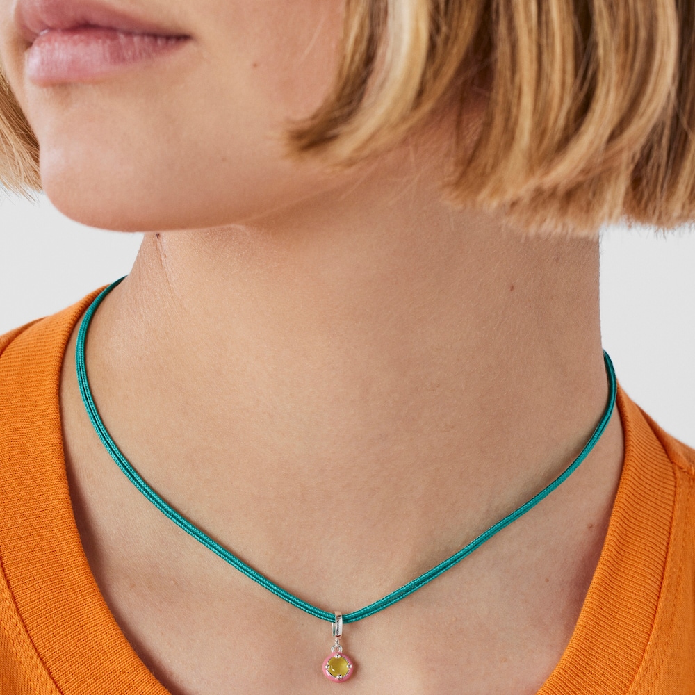 Silver TOUS Vibrant Colors Pendant with chalcedony and pink enamel