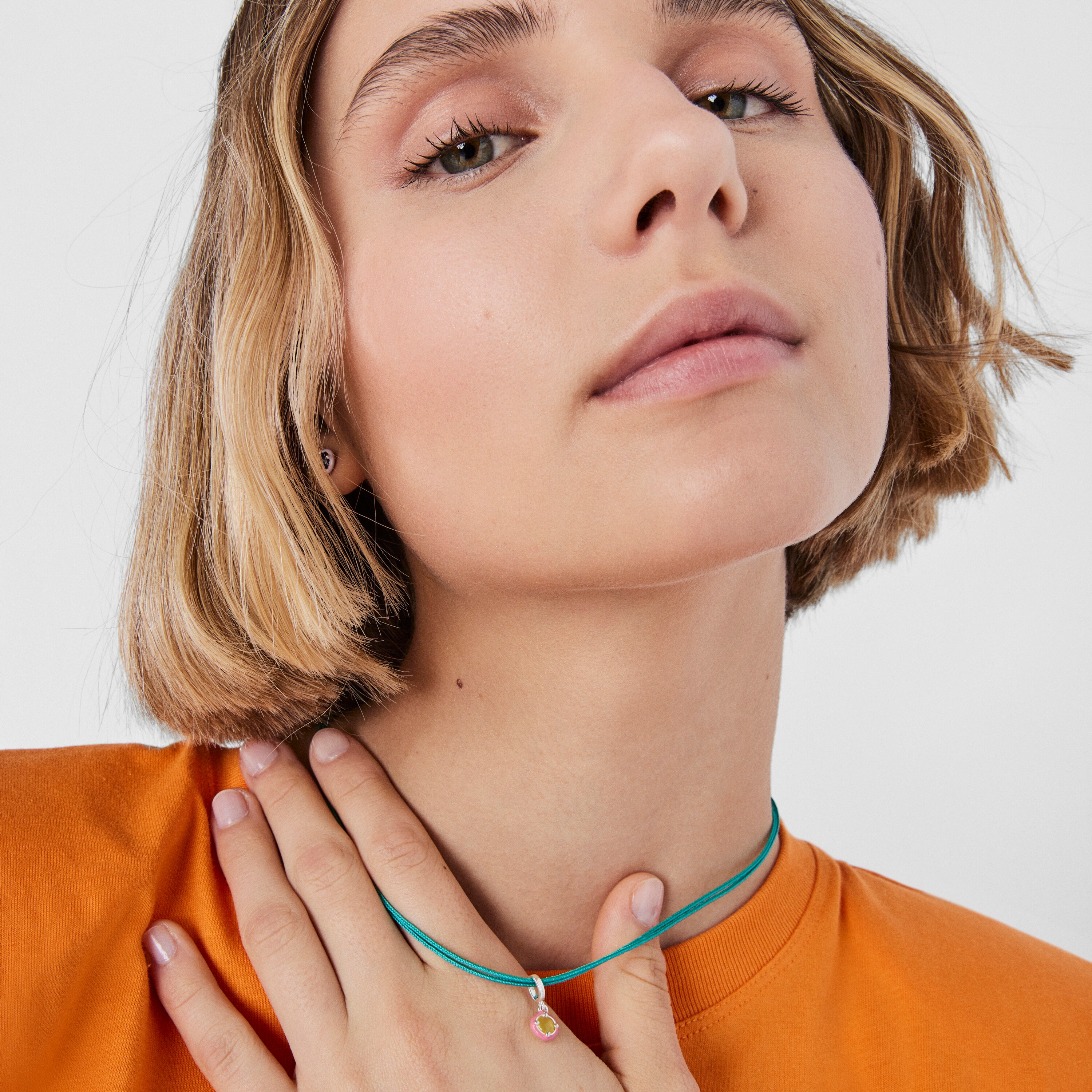 Silver TOUS Vibrant Colors Pendant with chalcedony and pink enamel