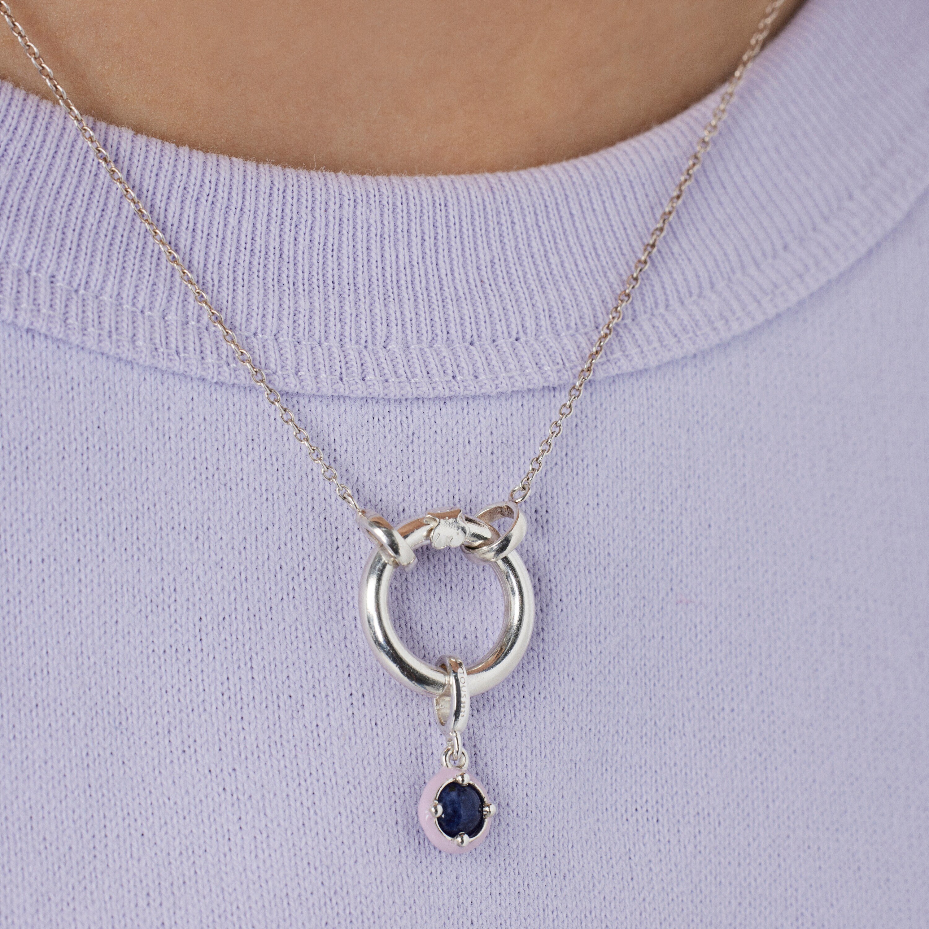 Silver TOUS Vibrant Colors Pendant with sodalite and lilac enamel