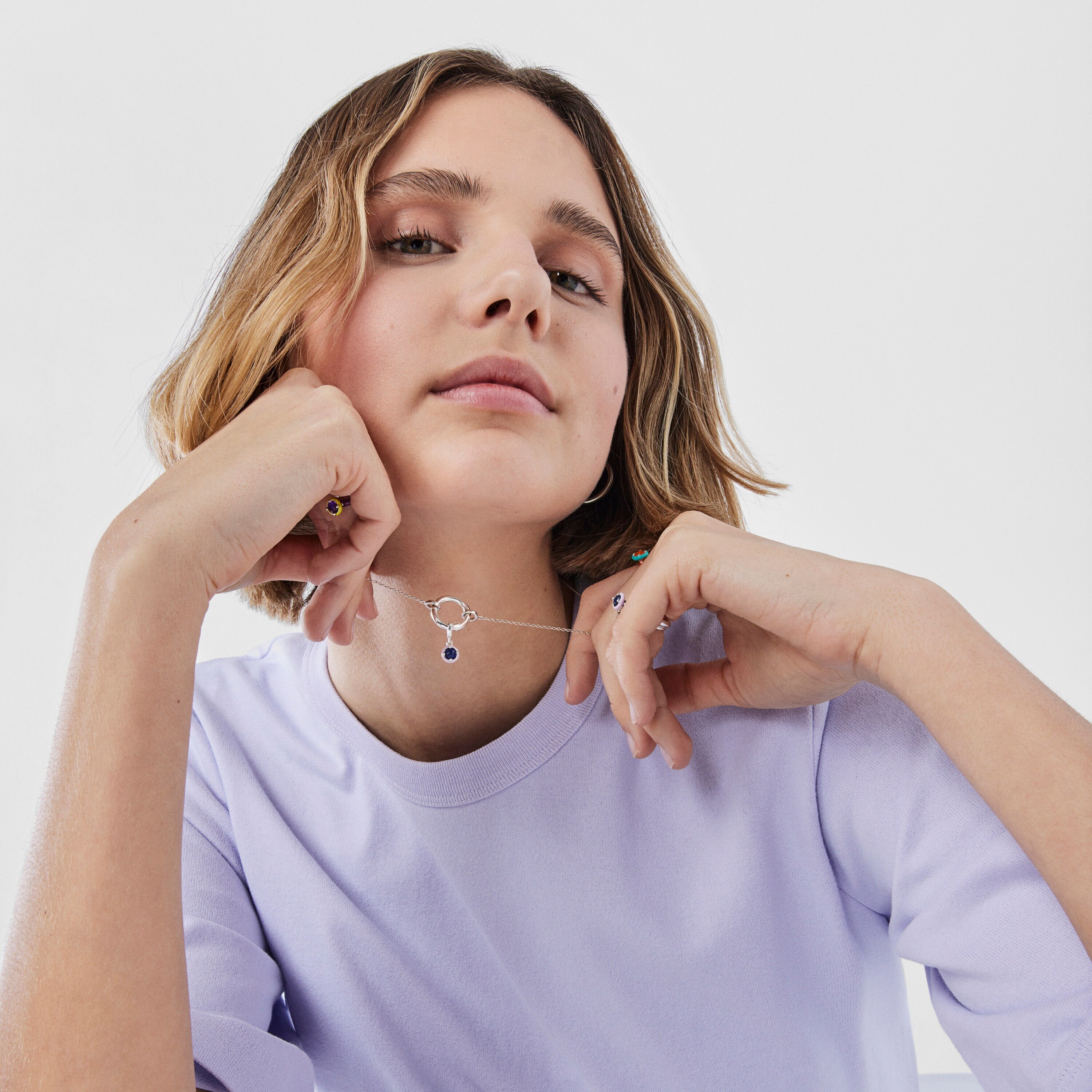 Silver TOUS Vibrant Colors Pendant with sodalite and lilac enamel