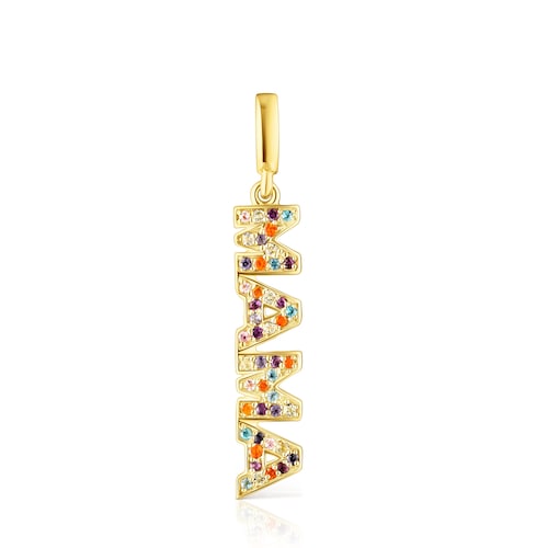 Silver vermeil TOUS Crossword Mama Mama pendant with gemstones