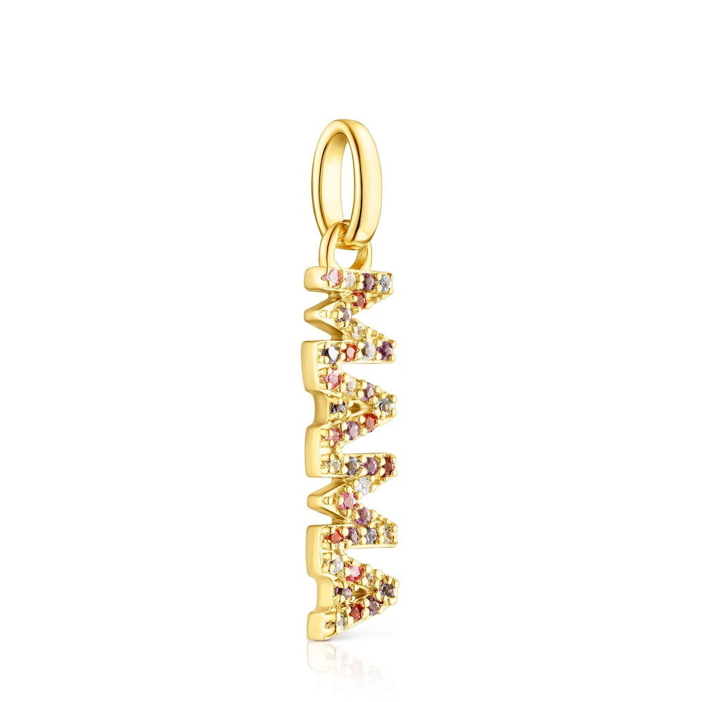 Colgante Mama TOUS Crossword Mama con baño de oro 18 kt sobre plata y gemas image number 1