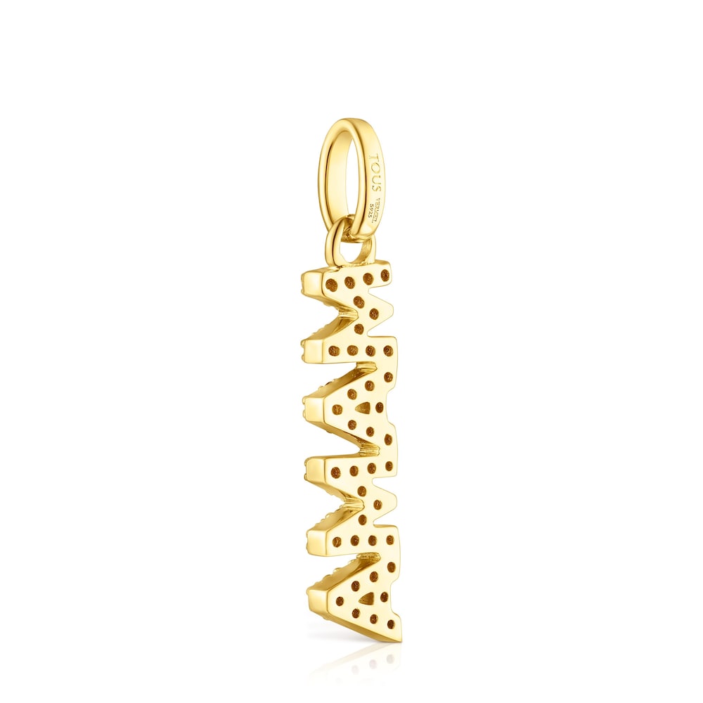 Colgante Mama TOUS Crossword Mama con baño de oro 18 kt sobre plata y gemas image number 2