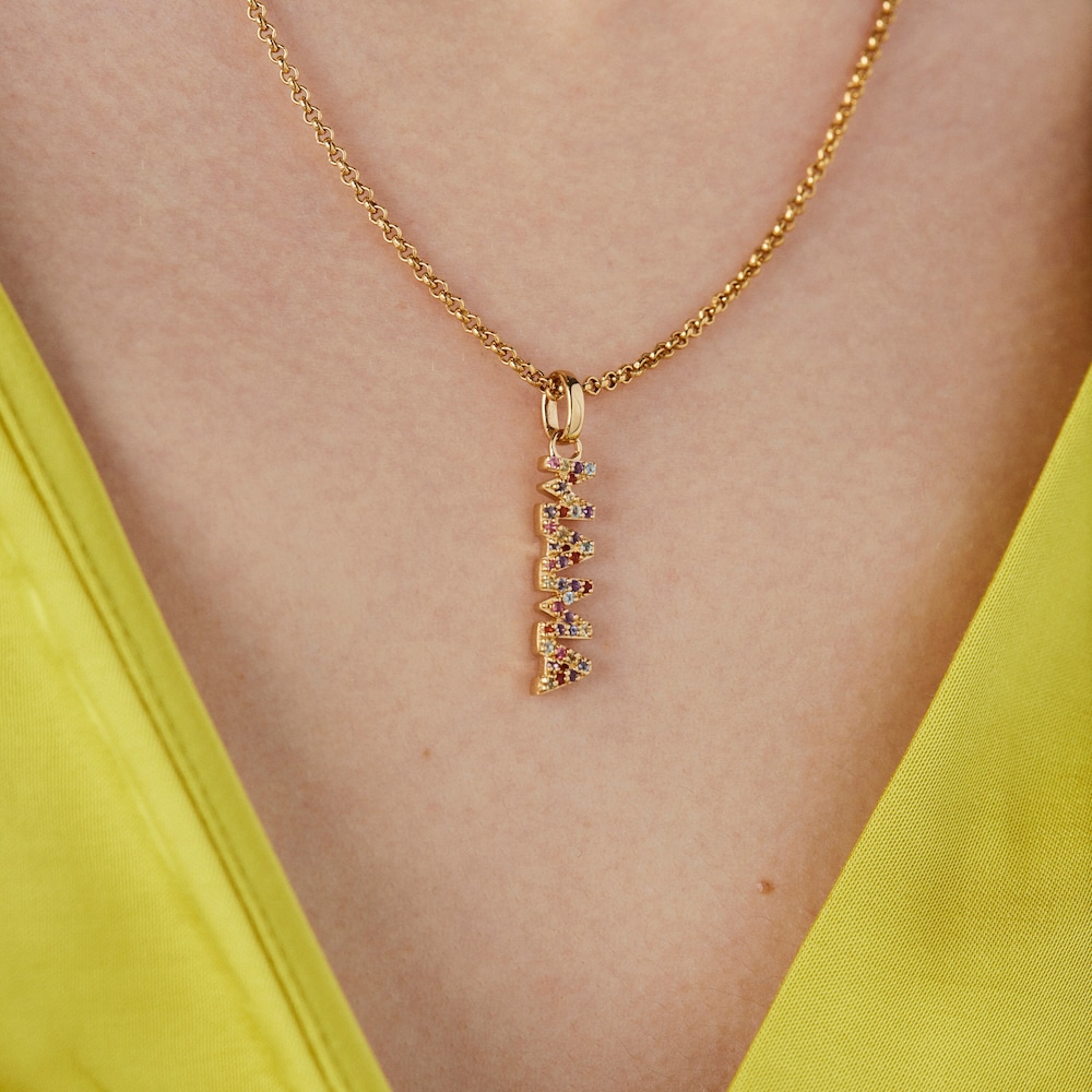 Colgante Mama TOUS Crossword Mama con baño de oro 18 kt sobre plata y gemas image number 5