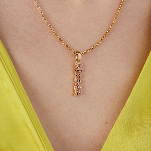 Silver vermeil TOUS Crossword Mama Mama pendant with gemstones
