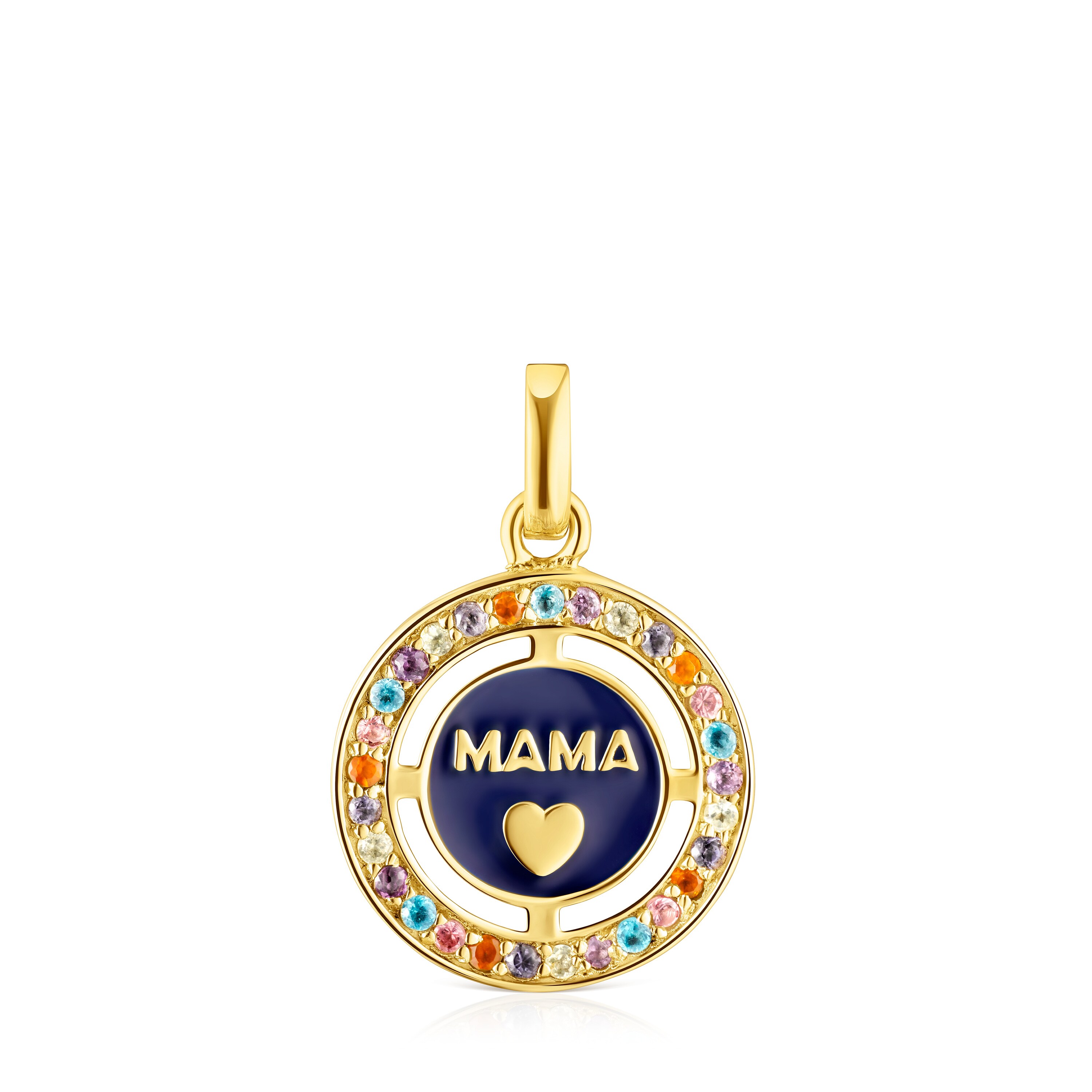 Silver vermeil TOUS Crossword Mama Mama pendant with gemstones and enamel